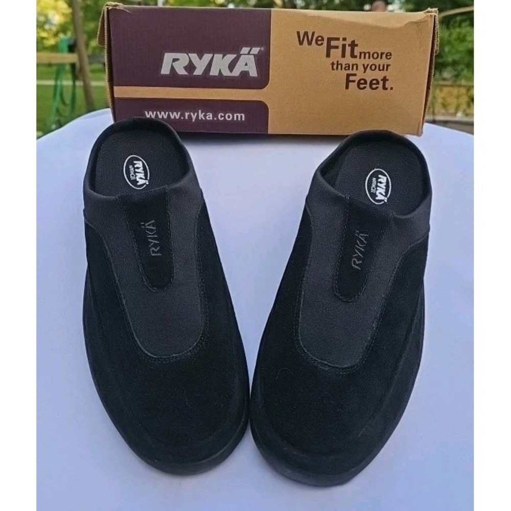 RYKA SUEDE/NEOPRENE SLIP ON COMFORT CLOGS BLACK SIZE 11 M NEW IN BOX
